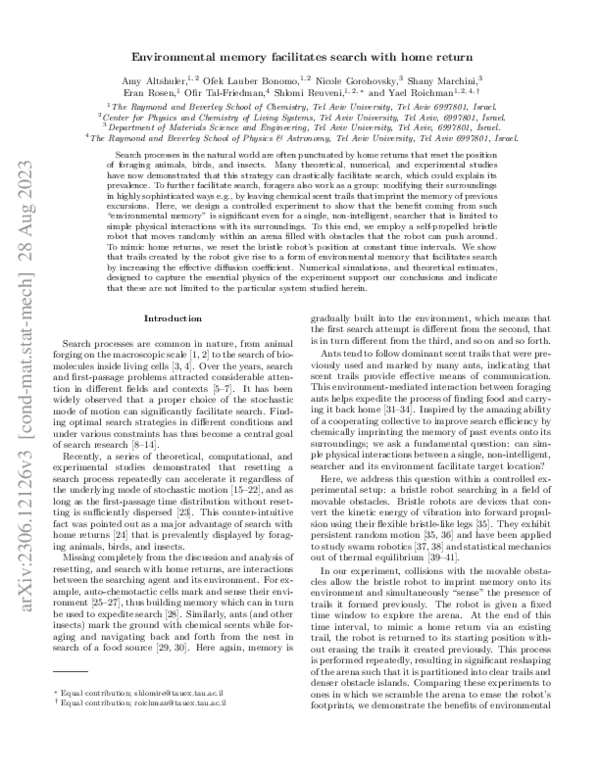 (PDF) Environmental memory facilitates search with home returns