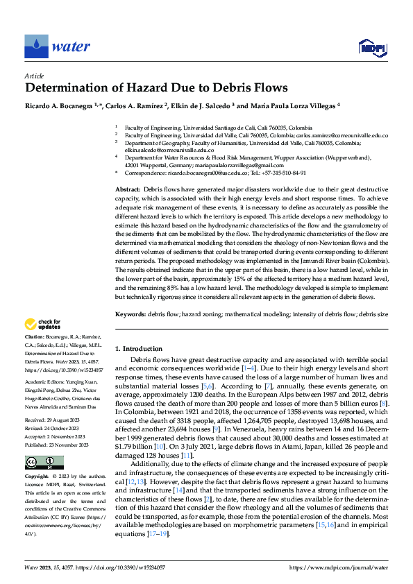(PDF) Determination of Hazard Due to Debris Flows