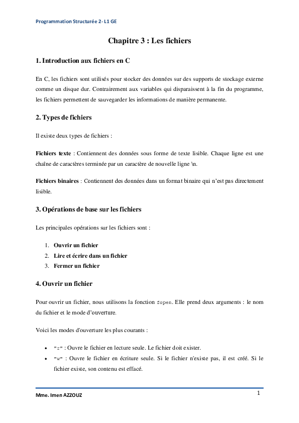 (PDF) Programmation Structurée 2-L1 GE