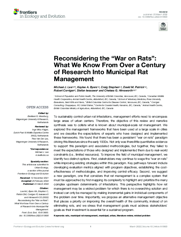 (PDF) Reconsidering the “War on Rats”: What We Know From Over a Century ...