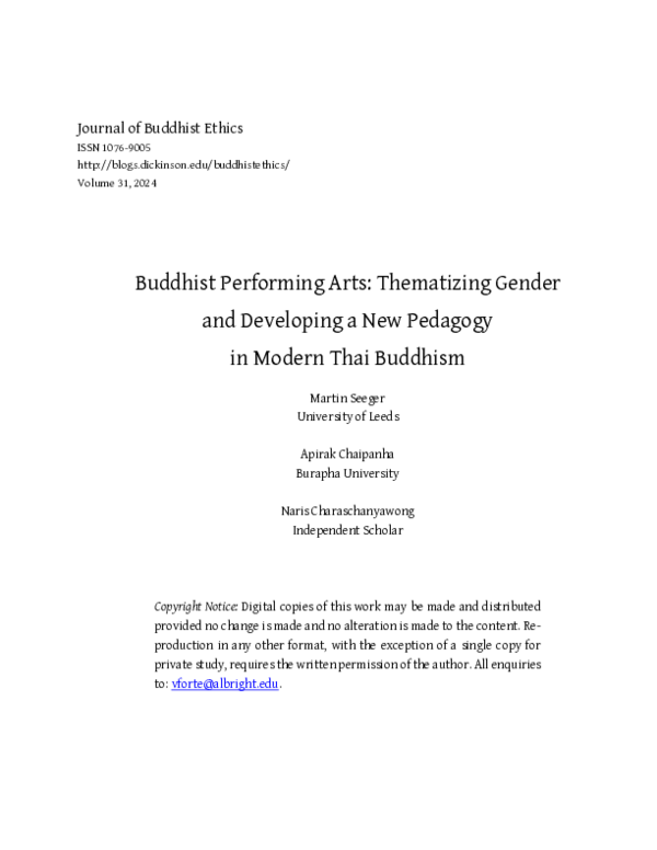 (PDF) Buddhist Performing Arts: Thematizing Gender and Developing a New ...
