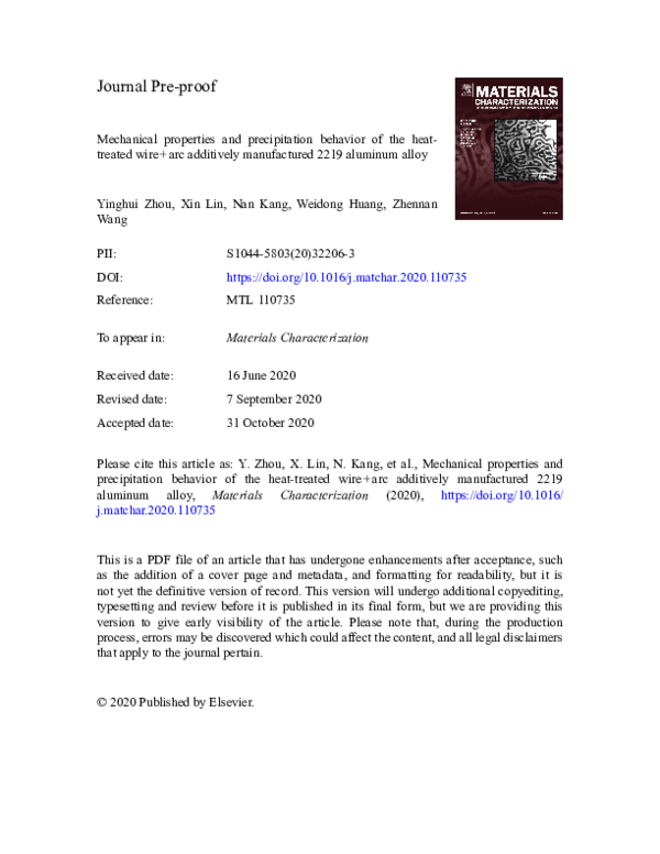 (PDF) Mechanical properties and precipitation behavior of high strength ...