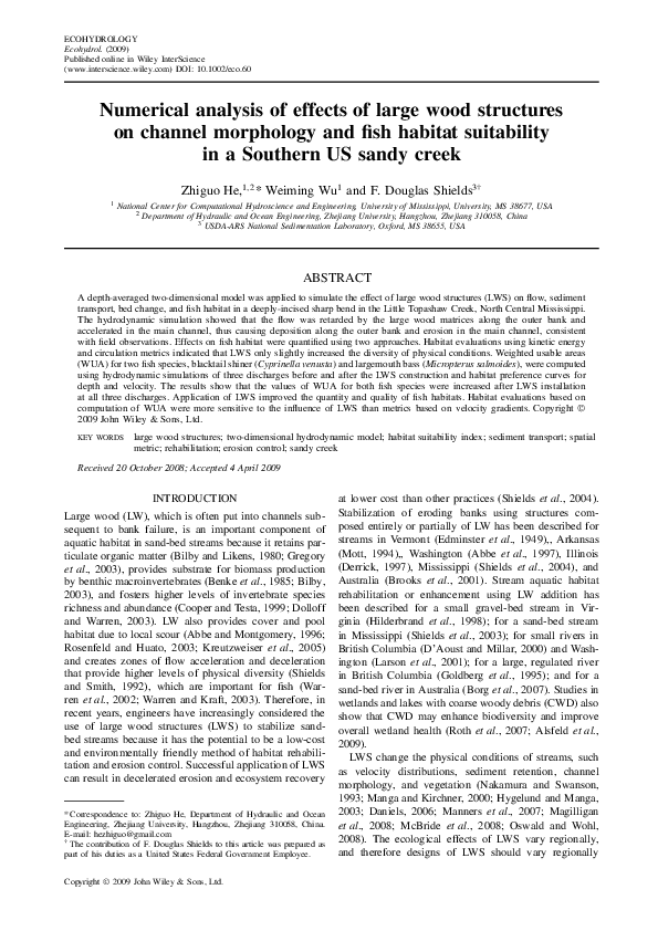 (PDF) Numerical analysis of effects of large wood structures on channel ...