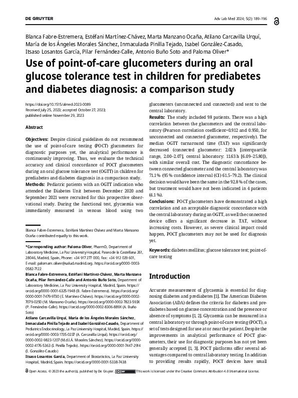 View of (PDF) Use of point-of-care glucometers during an oral glucose tolerance ...