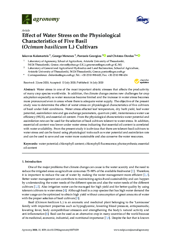 (PDF) Effect of Water Stress on Physiological Characters and Juice ...
