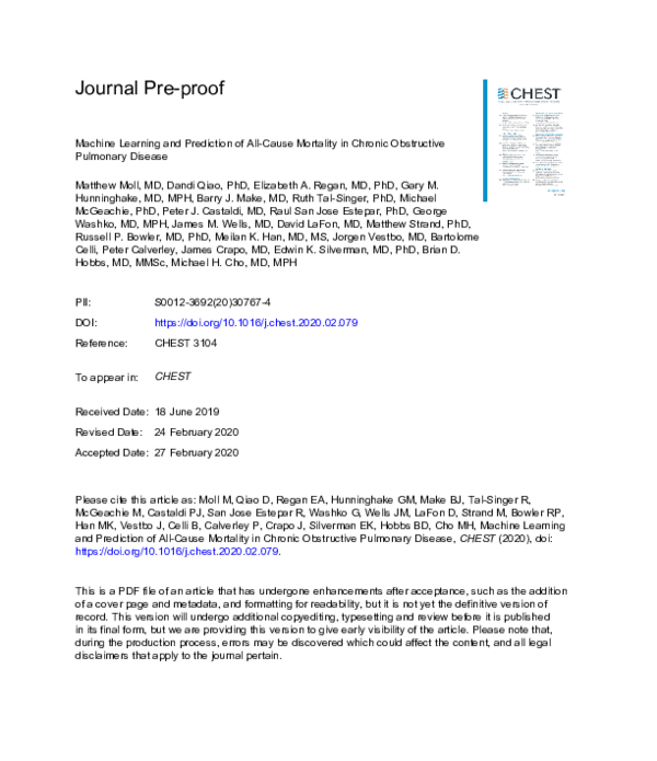 (PDF) Machine Learning and Prediction of All-Cause Mortality in COPD