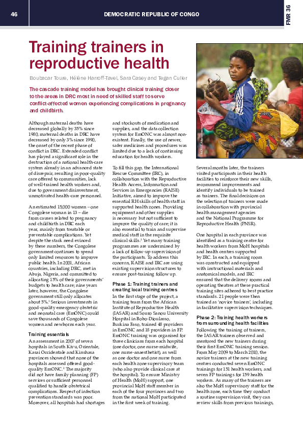 (PDF) Training trainers in reproductive health