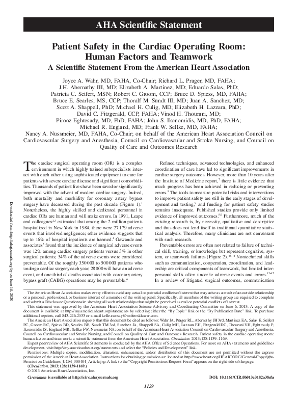(PDF) Patient Safety in the Cardiac Operating Room: Human Factors and ...
