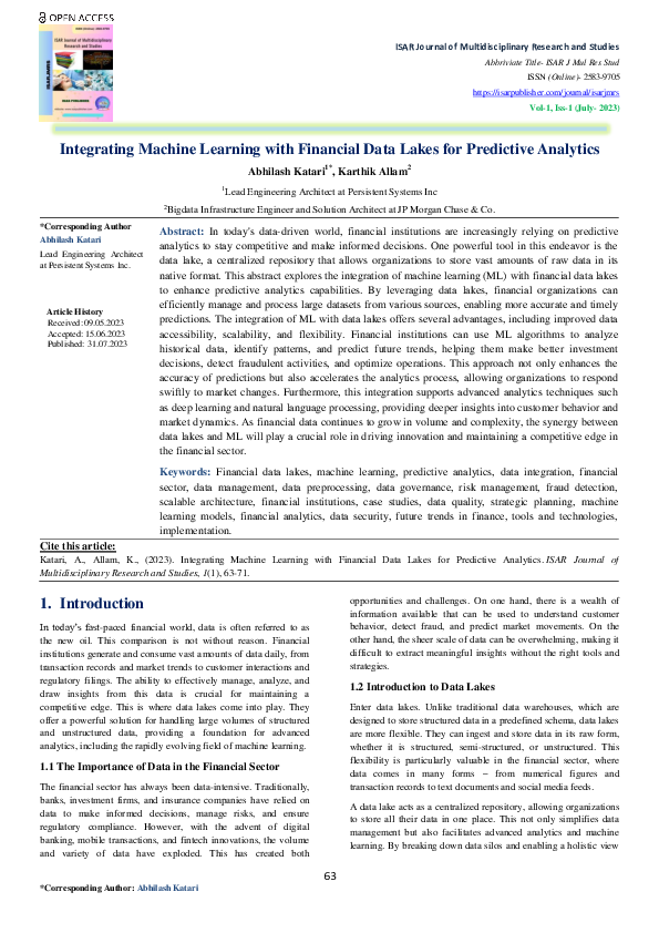 (PDF) Integrating Machine Learning with Financial Data Lakes for ...