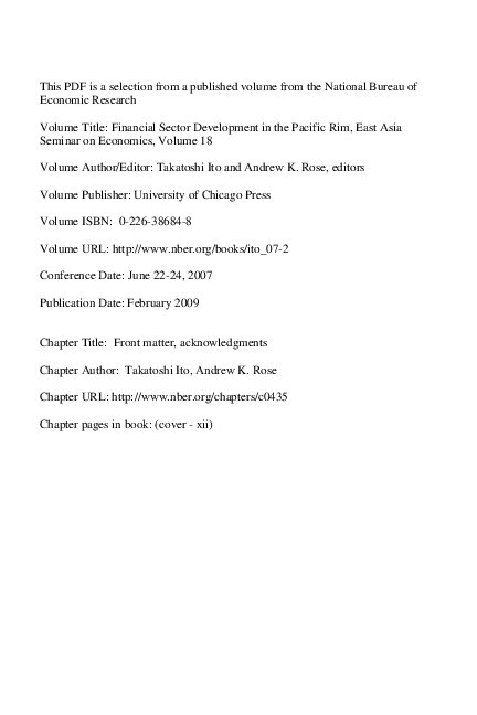 (PDF) Financial Sector Development in the Pacific Rim