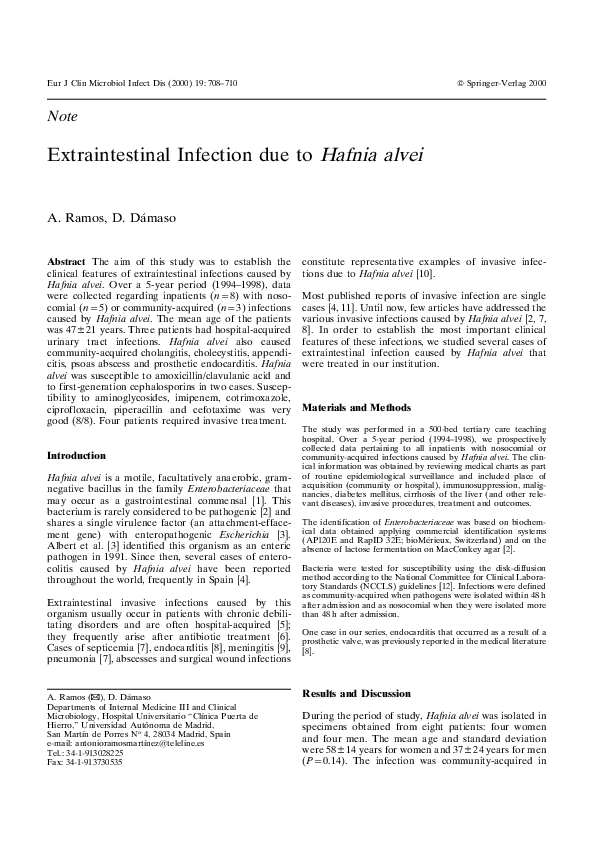 (PDF) Extraintestinal Infection due to Hafnia alvei