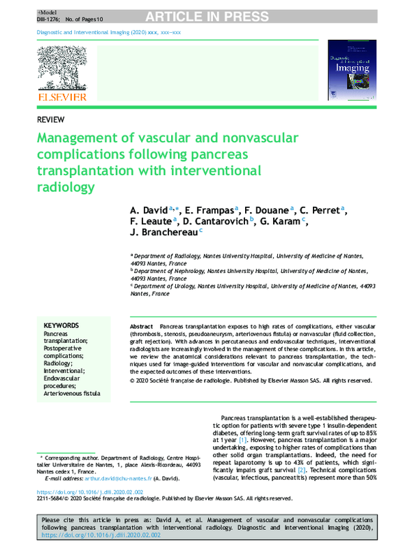 (PDF) Management of vascular and nonvascular complications after renal ...