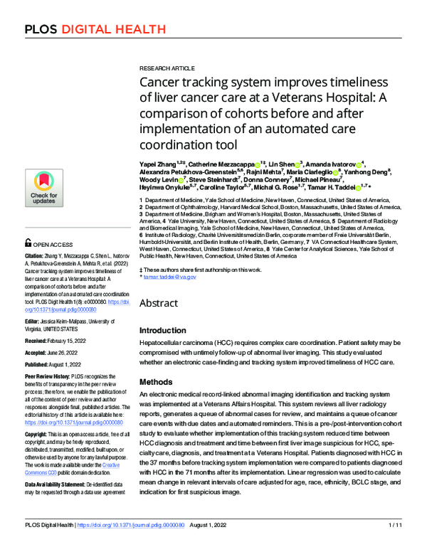 (PDF) Cancer tracking system improves timeliness of liver cancer care ...