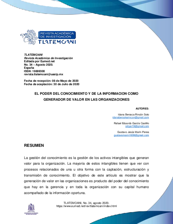 (PDF) El poder del conocimiento y de la información como generador de ...