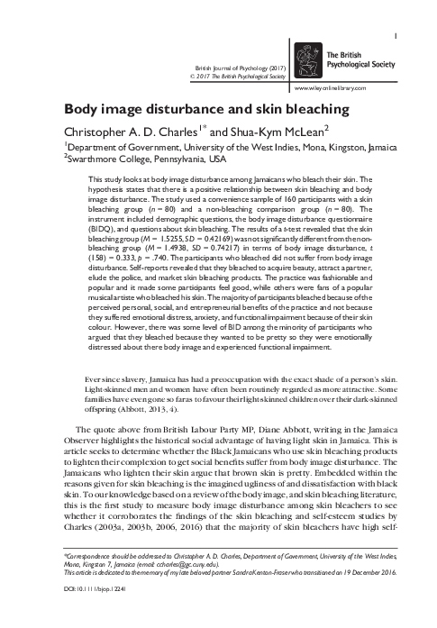 (PDF) Body image disturbance and skin bleaching