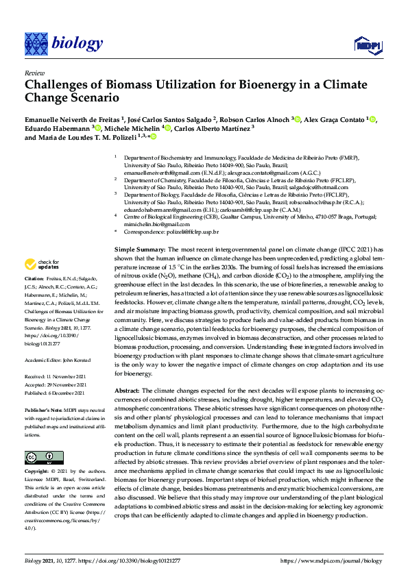 (PDF) Challenges of Biomass Utilization for Bioenergy in a Climate ...