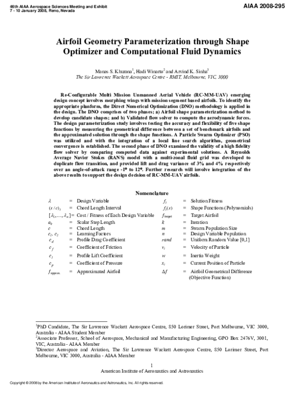 (PDF) Airfoil Geometry Parameterization Through Shape Optimizer and ...