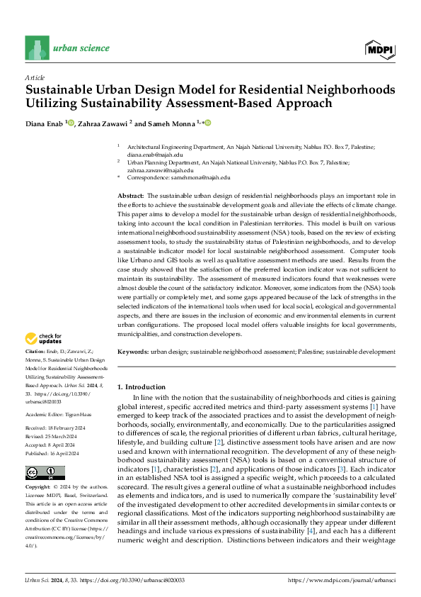 (PDF) Sustainable Urban Design Model for Residential Neighborhoods ...