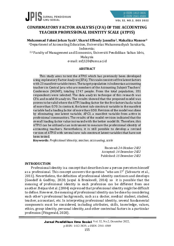 (PDF) Confirmatory Factor Analysis (Cfa) of the Accounting Teacher ...