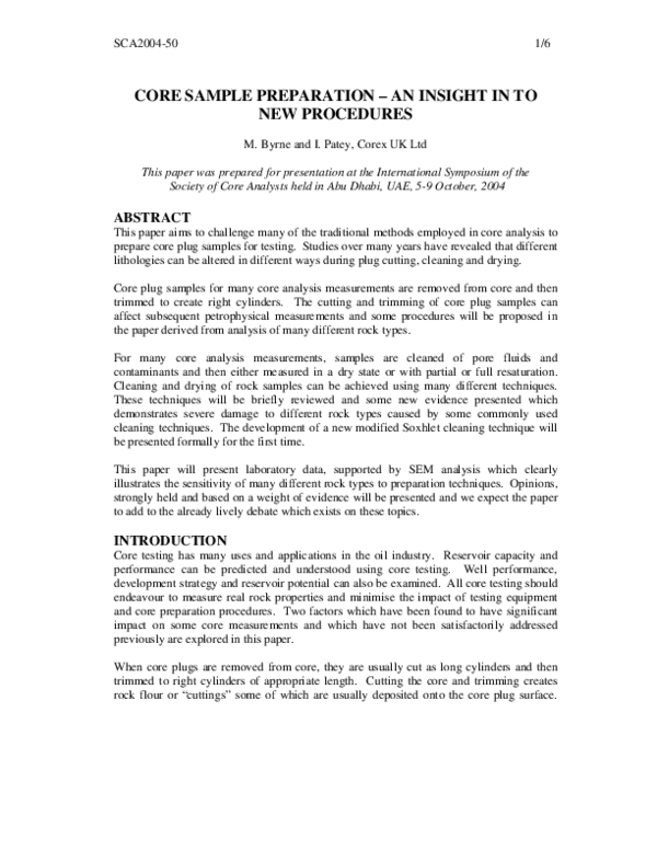 (PDF) Core Sample Preparation – an Insight in to New Procedures