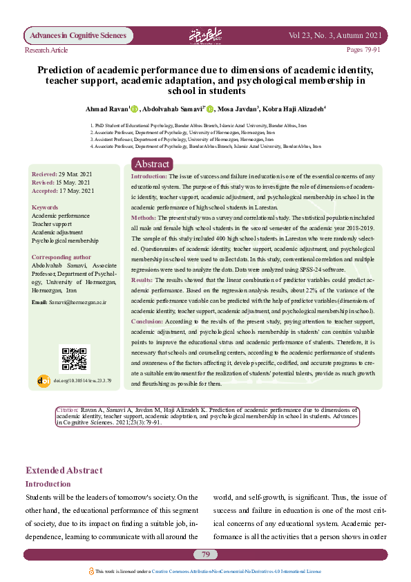 (PDF) Prediction of academic performance due to dimensions of academic ...
