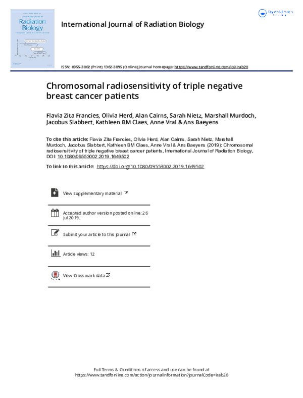(PDF) Chromosomal radiosensitivity of triple negative breast cancer ...