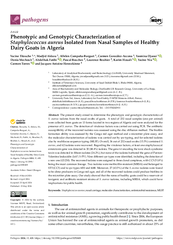 (PDF) Phenotypic and Genotypic Characterization of Staphylococcus ...