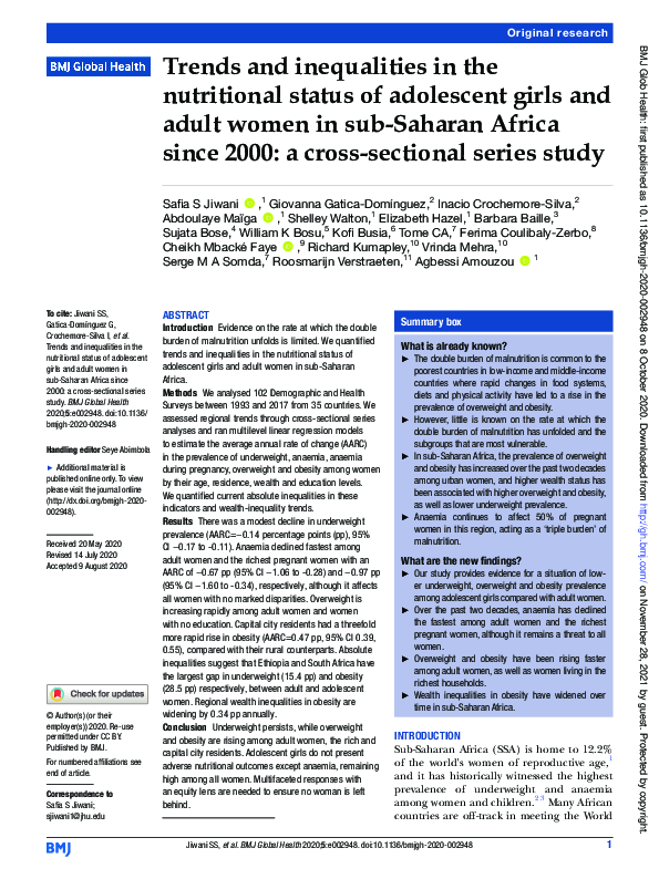 (PDF) Trends and inequalities in the nutritional status of adolescent ...
