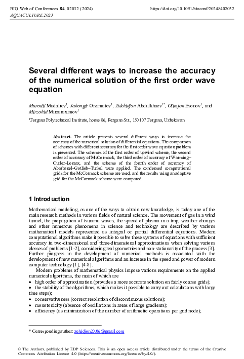 (PDF) Several different ways to increase the accuracy of the numerical ...