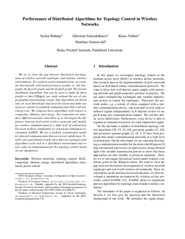 (PDF) Performance of distributed algorithms for topology control in ...