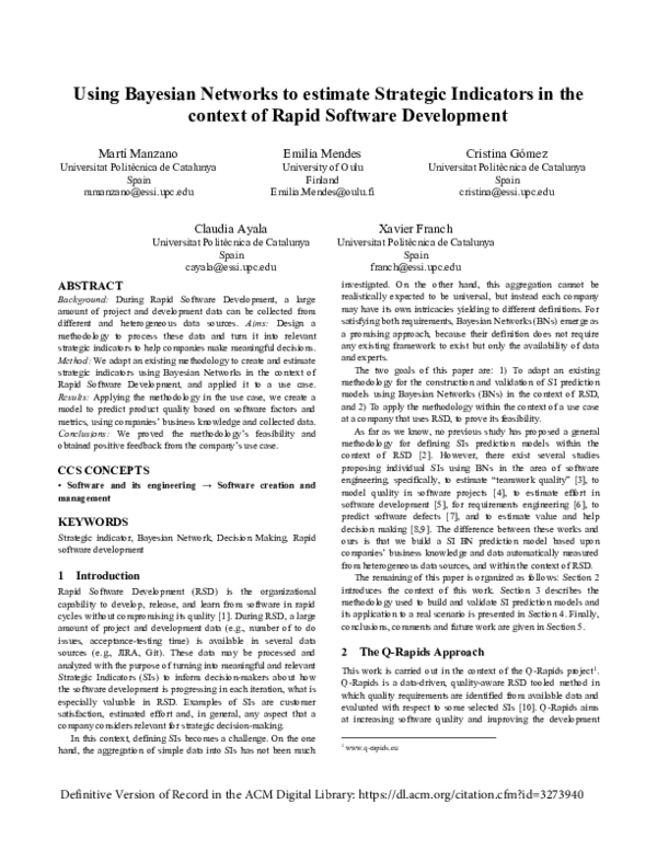 (PDF) Using Bayesian Networks to estimate Strategic Indicators in the ...