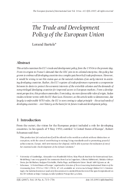 (PDF) The Trade and Development Policy of the European Union