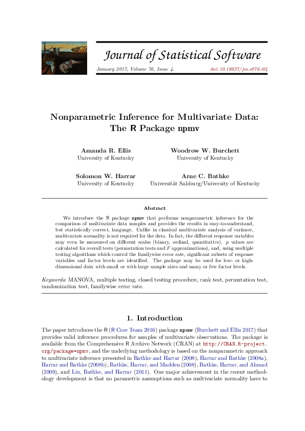 (PDF) Nonparametric Inference for Multivariate Data: The R Package npmv