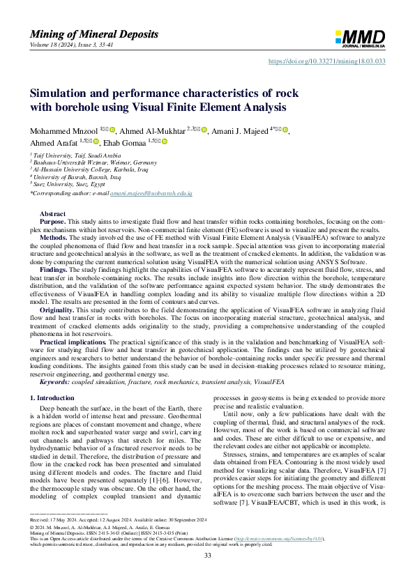 (PDF) Simulation and performance characteristics of rock with borehole ...