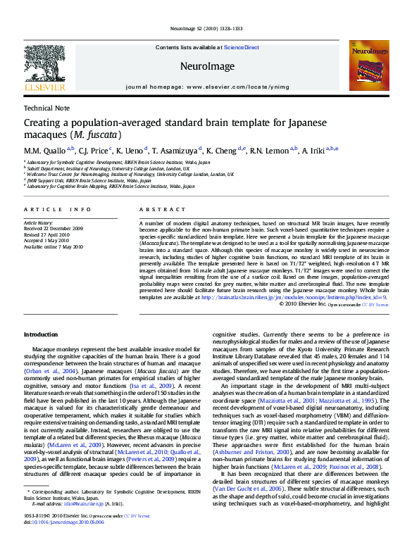 (PDF) Creating a population-averaged standard brain template for ...