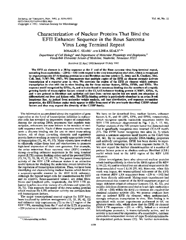 (PDF) Characterization of nuclear proteins that bind the EFII enhancer ...