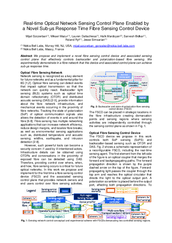 (PDF) Real-time Optical Network Sensing Control Plane Enabled by a ...