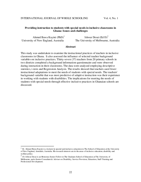 (PDF) Providing Instruction to Students with Special Needs in Inclusive ...