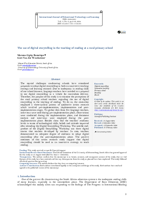 (PDF) The use of digital storytelling in the teaching of reading at a ...