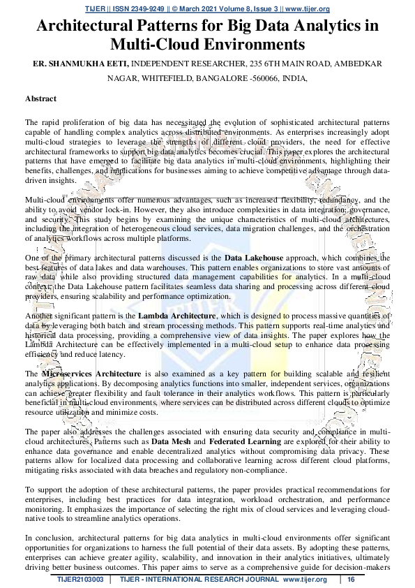 (PDF) Architectural Patterns for Big Data Analytics in Multi-Cloud ...
