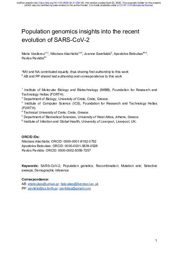 (PDF) Population genomics insights into the recent evolution of SARS ...