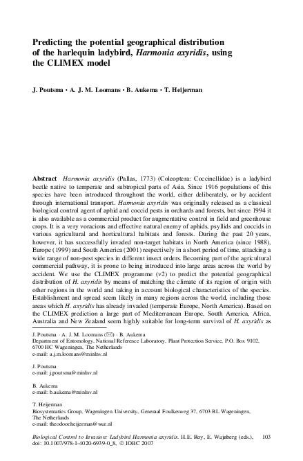(PDF) Predicting the potential geographical distribution of the ...