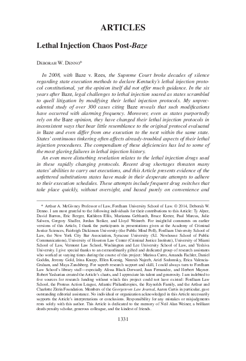 (PDF) Lethal Injection Chaos Post-Baze