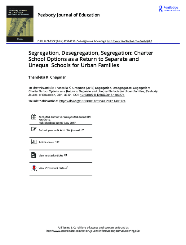 (PDF) Segregation, Desegregation, Segregation: Charter School Options ...