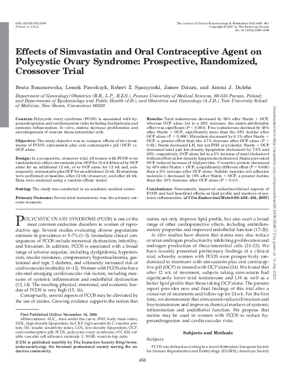 (PDF) Effects of Simvastatin and Oral Contraceptive Agent on Polycystic ...