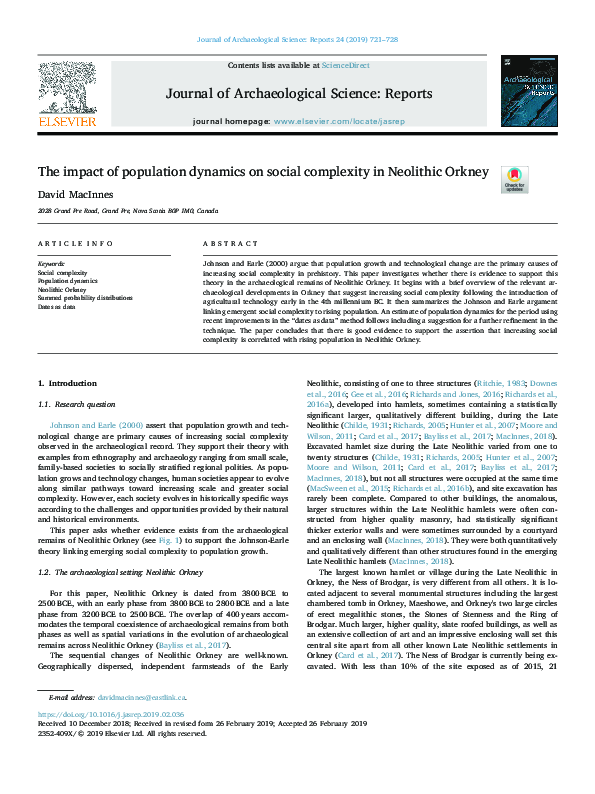 (PDF) The impact of population dynamics on social complexity in ...