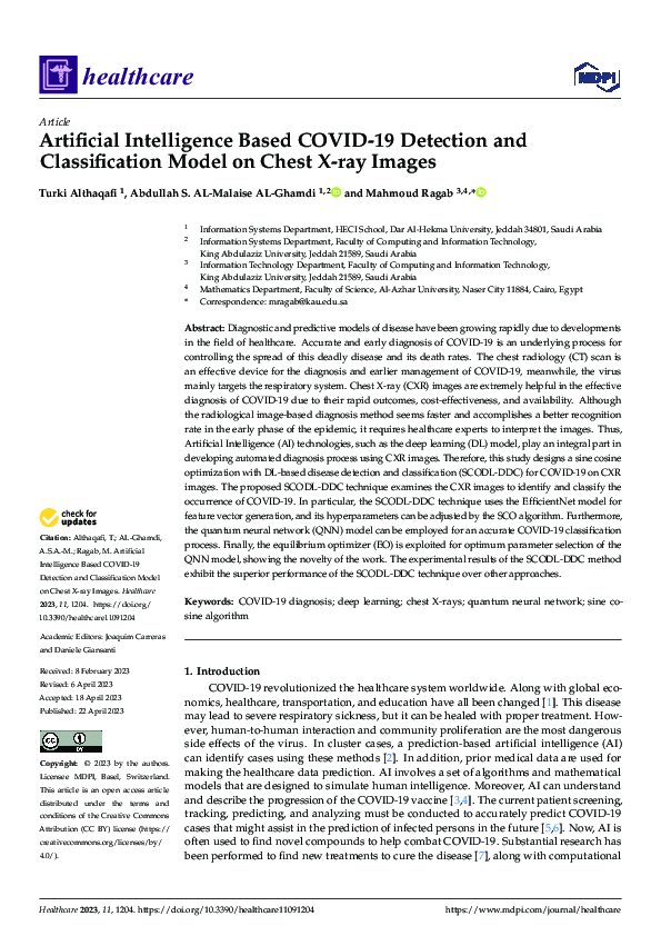 (PDF) Artificial Intelligence Based COVID-19 Detection and ...