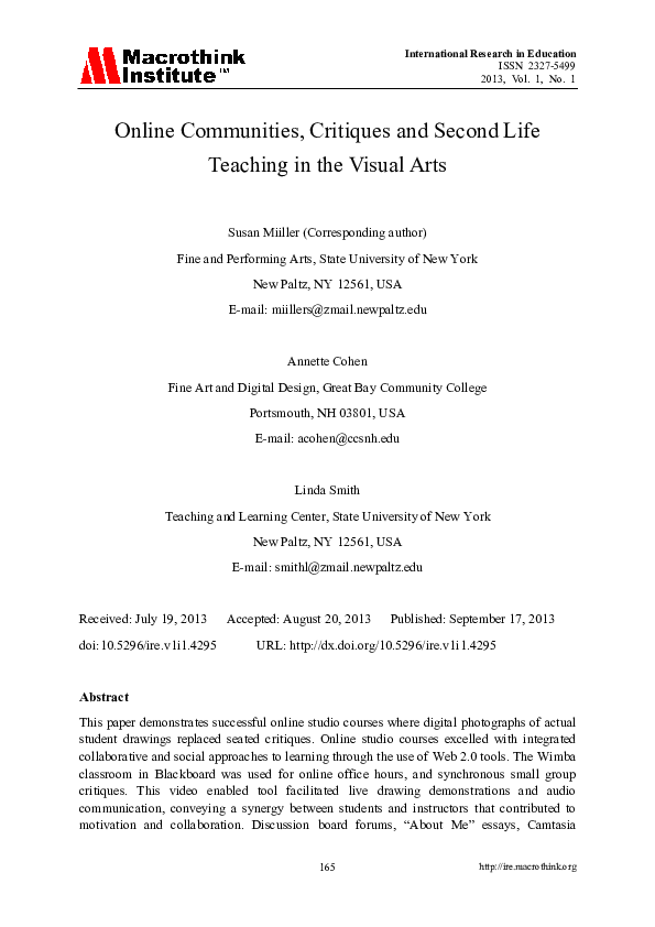 (PDF) Online Communities, Critiques and Second Life Teaching in the ...