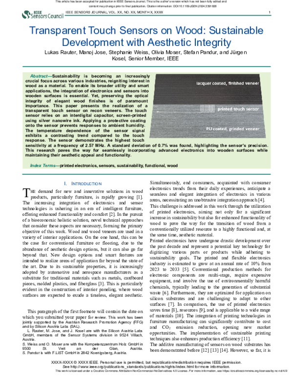 (PDF) Transparent Touch Sensors on Wood: Sustainable Development with ...