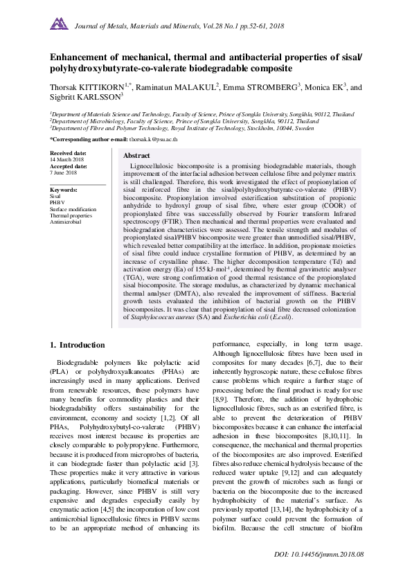 (PDF) Enhancement of mechanical, thermal and antibacterial properties ...